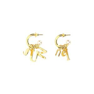SUNNEI Charm Hoop Earrings with Pearl Accents Women GOLD